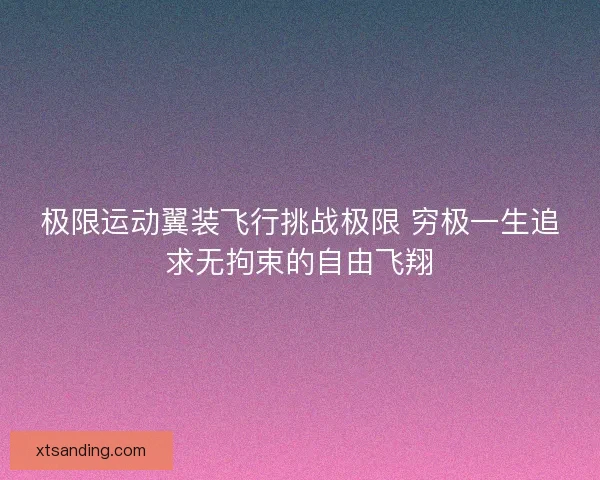 极限运动翼装飞行挑战极限 穷极一生追求无拘束的自由飞翔