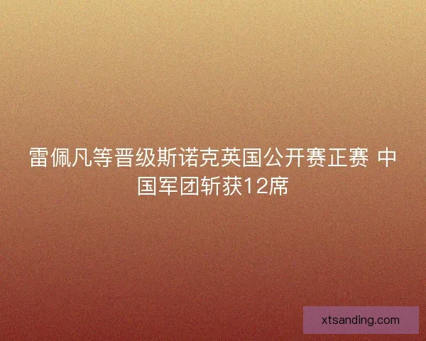 雷佩凡等晋级斯诺克英国公开赛正赛 中国军团斩获12席